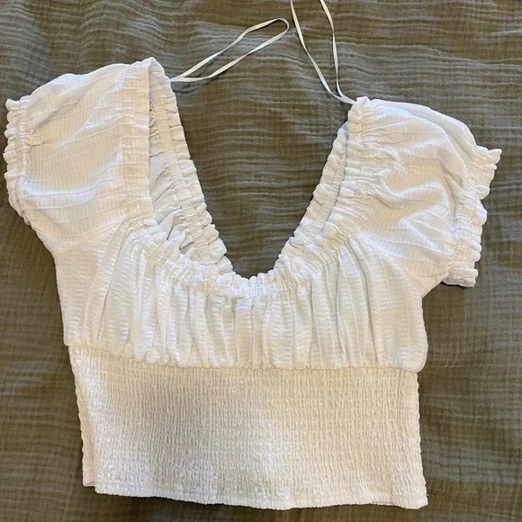 Dynamite White Ruffled Crop Top - Picture 3 of 6